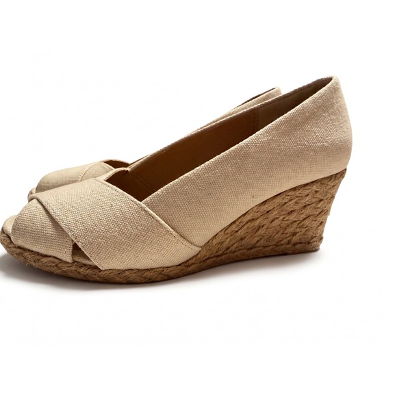 Adrienne Vittadini Shoes - Adrienne Vittadini Bailee Beige Canvas Espadrille Wedge Sandals Womens 6.5M